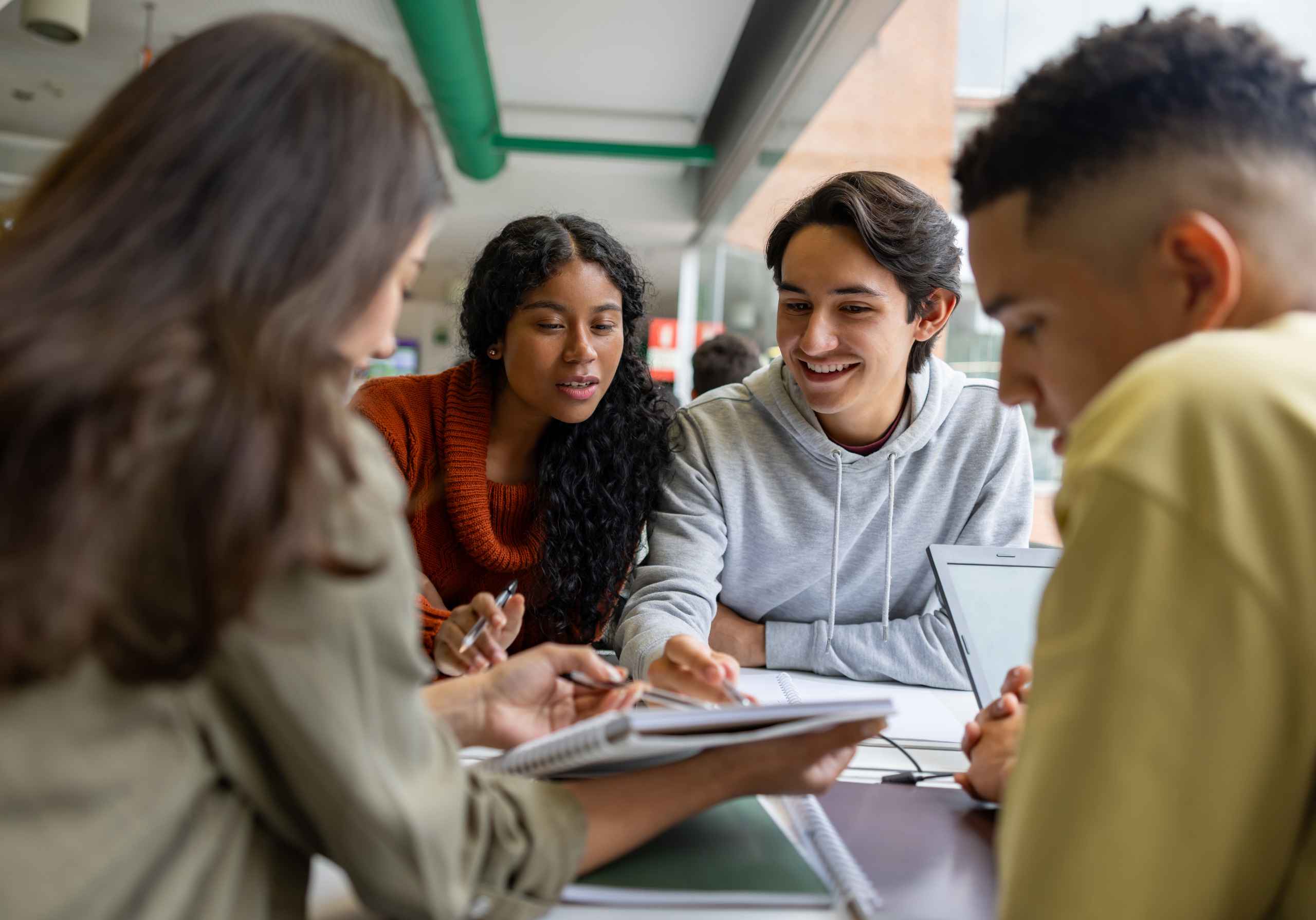Young people studying together.